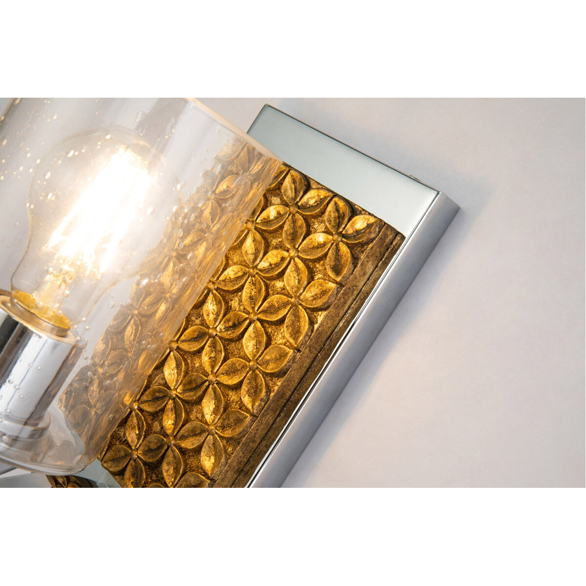 Arcadia 1 Light 5 inch PC Bath Light Wall Light in Polished Chrome with Gold